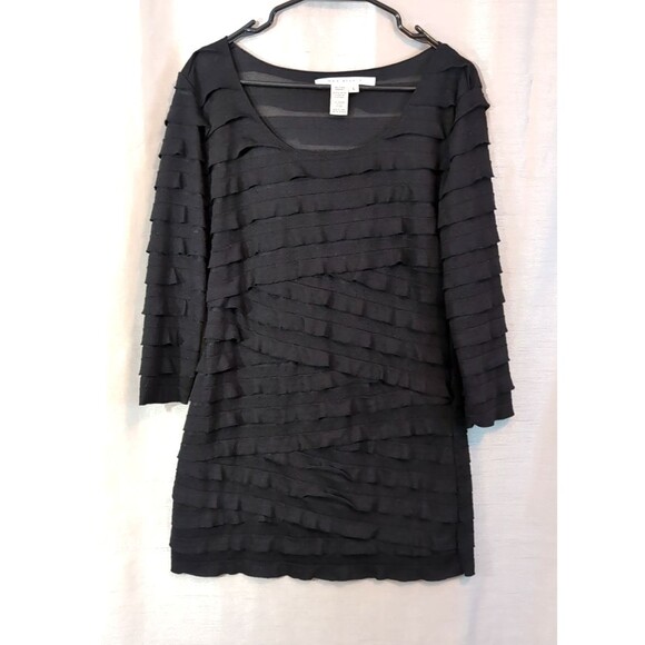 Max Studio Dresses & Skirts - Max Studio Women's LARGE Sheath Dress Black Tiered Ruffle Layers Whimsygoth